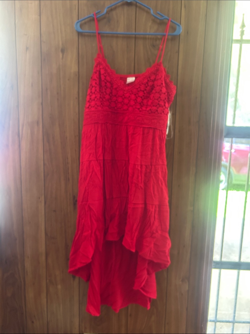 No Boundaries Red Crochet Top with Lace Detail